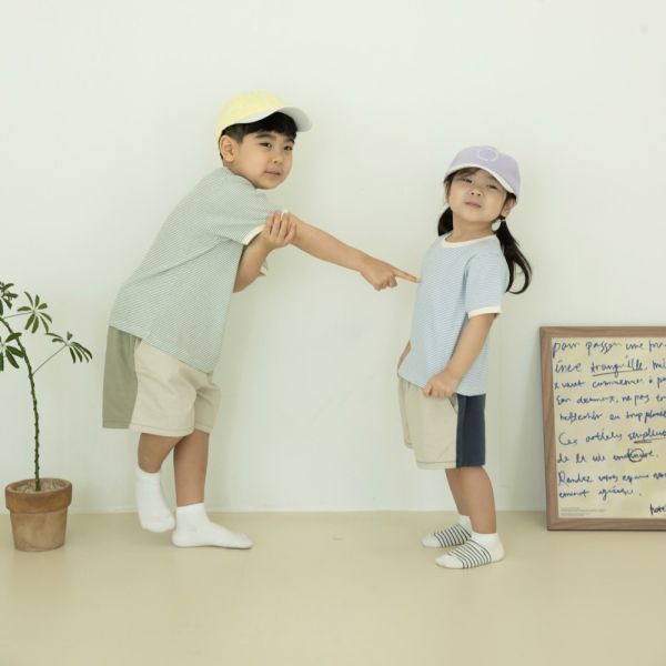 基礎百搭條紋短袖上衣 韓國童裝,韓國代購,正韓童裝,男女童裝,質感童裝,童裝推薦,親子穿搭,韓系風格,韓系童裝