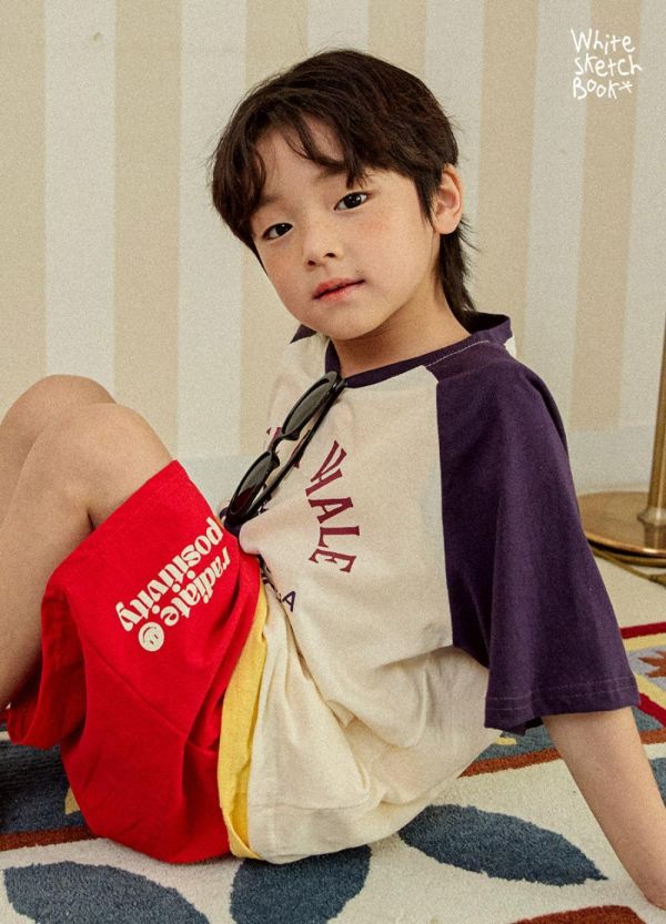 跳躍虎鯨雙色插肩短袖上衣 韓國童裝,男童夏裝,中性童裝,童裝推薦,2026夏季童裝,男童穿搭,韓系童裝,中性穿搭,韓國代購