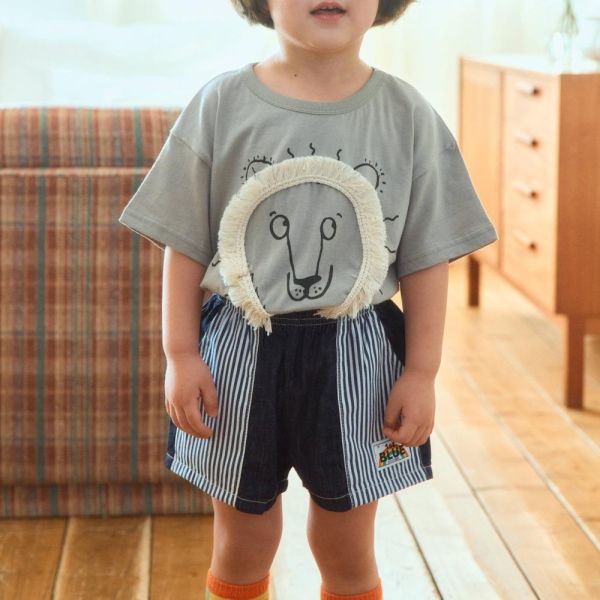 拼接條紋牛仔短褲 韓國童裝,男童夏裝,中性童裝,童裝推薦,2026夏季童裝,男童穿搭,韓系童裝,中性穿搭,韓國代購