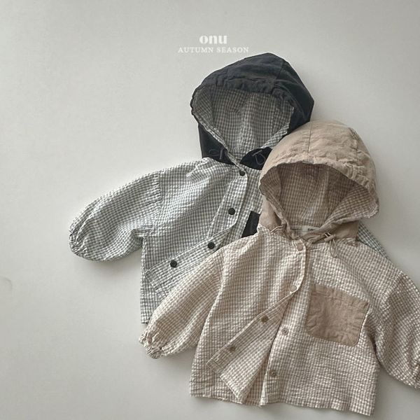 清新格紋連帽薄外套 