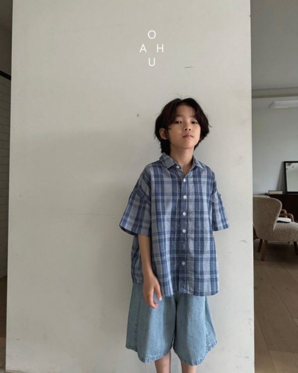 無印風翻領短袖上衣 韓國童裝,質感童裝,童裝推薦,韓系風格,男女童裝,韓風穿搭,韓國代購,韓國空運,親子穿搭