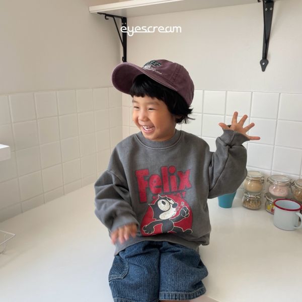 搞笑菲力貓長袖上衣-親子款 韓國童裝,男童秋裝,中性童裝,韓系童裝推薦,2025秋季童裝,韓國男童新款,中性風男童穿搭,秋季男童服飾推薦,小男友穿搭