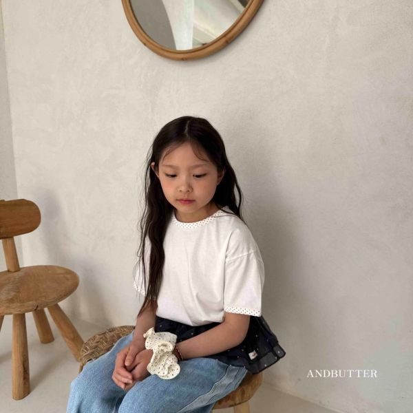 點點滾邊短袖上衣 韓國童裝,質感童裝,童裝推薦,韓系風格,男女童裝,韓風穿搭,韓國代購,韓國空運,親子穿搭