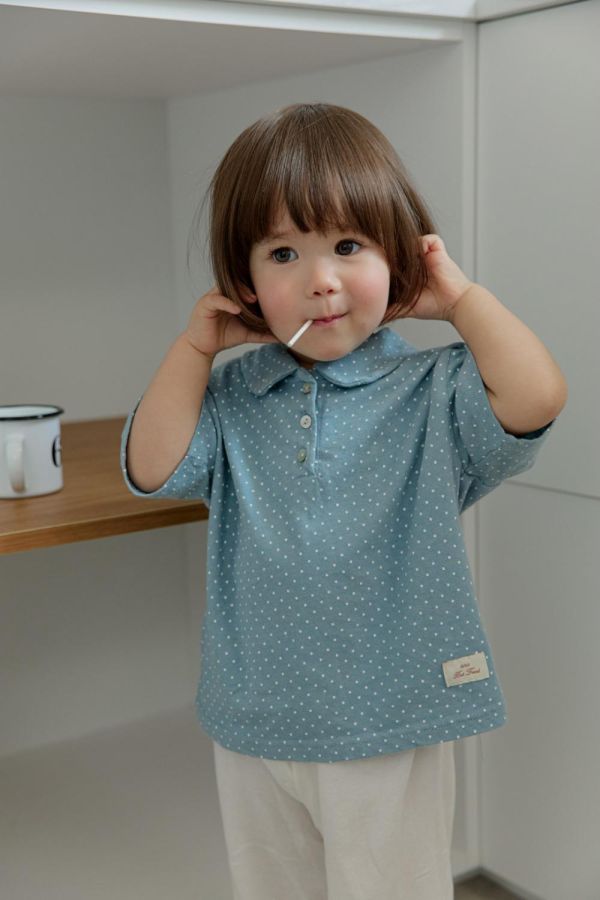 波點圓領短袖上衣 韓國童裝,男童夏裝,中性童裝,童裝推薦,2026夏季童裝,男童穿搭,韓系童裝,中性穿搭,韓國代購
