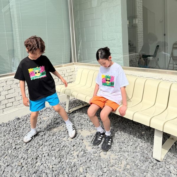 龐克鳳梨短袖上衣 韓國童裝,質感童裝,童裝推薦,韓系風格,男女童裝,韓風穿搭,韓國代購,韓國空運