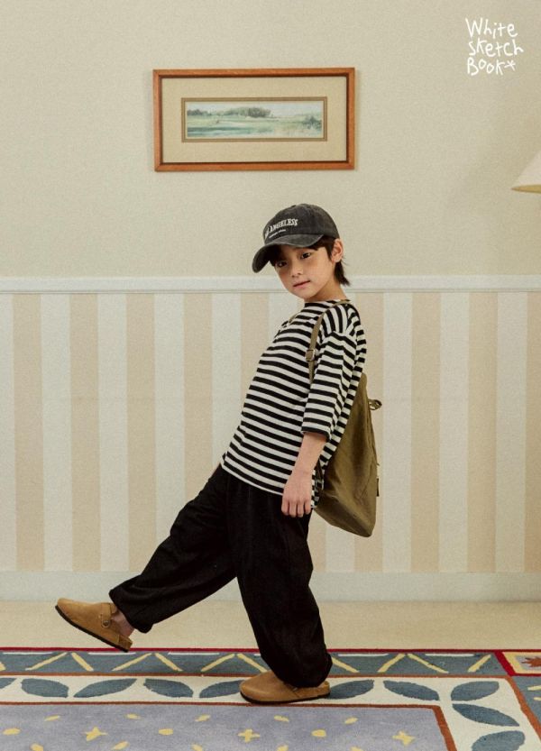 船領條紋七分短袖上衣 韓國童裝,男童夏裝,中性童裝,童裝推薦,2026夏季童裝,男童穿搭,韓系童裝,中性穿搭,韓國代購