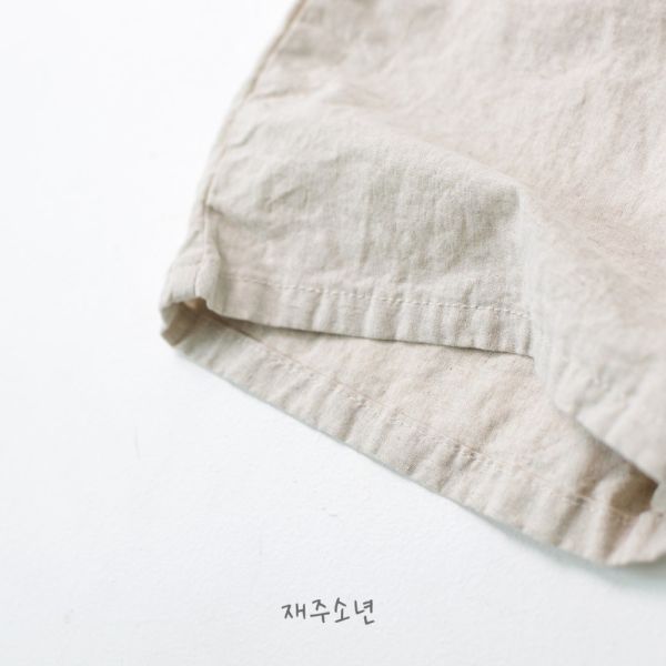 綁繩舒適涼感亞麻短褲 韓國童裝,質感童裝,童裝推薦,韓系風格,男女童裝,韓風穿搭,韓國代購,韓國空運