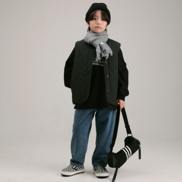 百搭基礎款磨毛牛仔長褲 