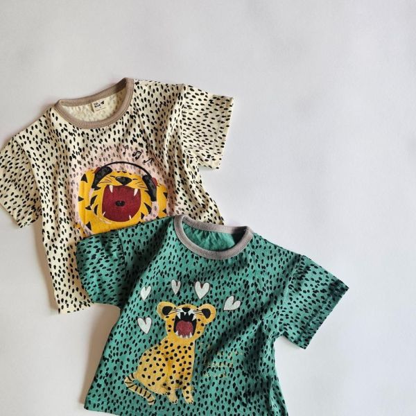 開心花豹短袖上衣 韓國童裝,男童夏裝,中性童裝,童裝推薦,2026夏季童裝,男童穿搭,韓系童裝,中性穿搭,韓國代購