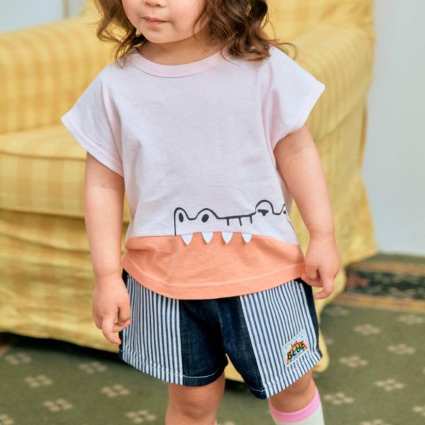 拼接條紋牛仔短褲 韓國童裝,男童夏裝,中性童裝,童裝推薦,2026夏季童裝,男童穿搭,韓系童裝,中性穿搭,韓國代購