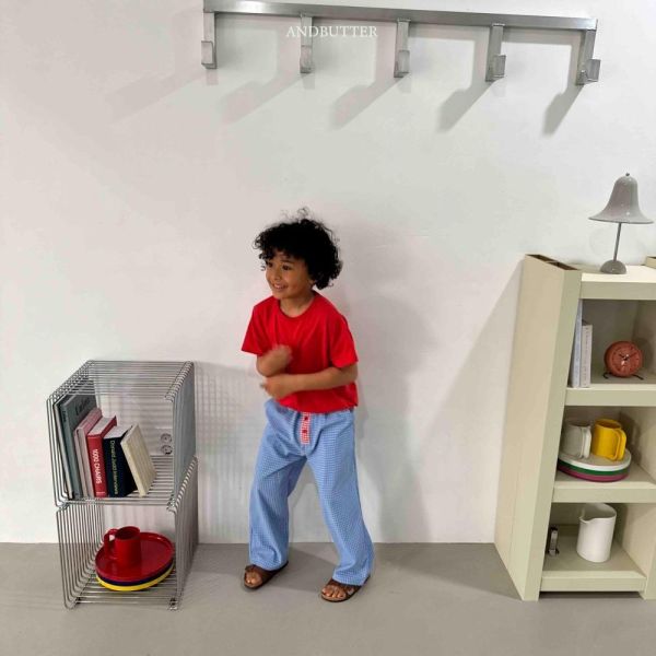 撞色格紋居家休閒長褲 韓國童裝,男童夏裝,中性童裝,童裝推薦,2026夏季童裝,男童穿搭,韓系童裝,中性穿搭,韓國代購