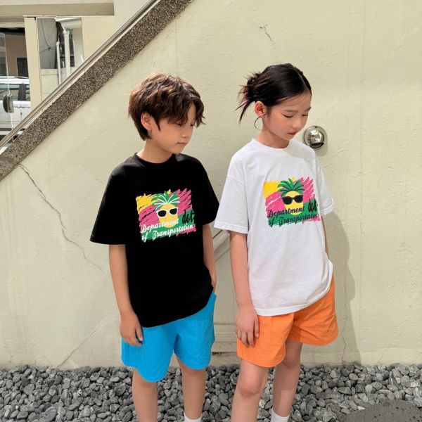龐克鳳梨短袖上衣 韓國童裝,質感童裝,童裝推薦,韓系風格,男女童裝,韓風穿搭,韓國代購,韓國空運