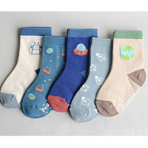 飛向宇宙短襪-五入組 韓國童裝,質感童裝,童裝推薦,韓系風格,男女童裝,韓風穿搭,韓國代購,韓國空運