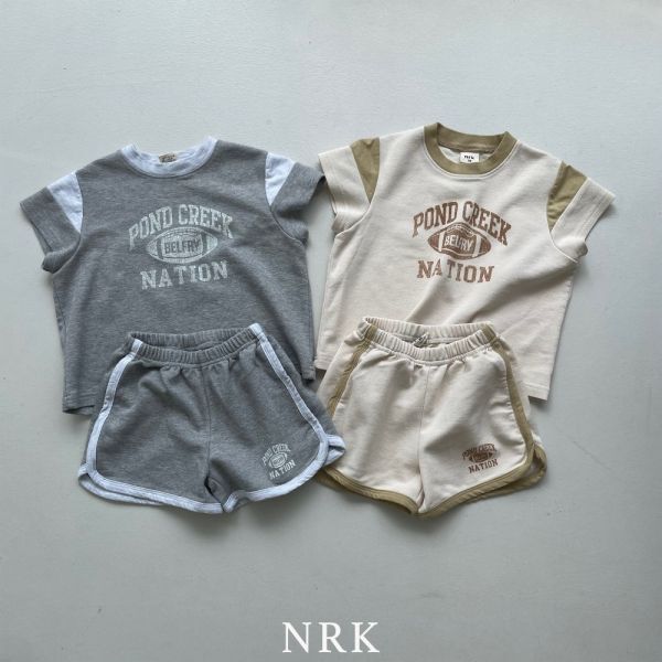 美式運動短袖套裝 韓國童裝,質感童裝,童裝推薦,韓系風格,男女童裝,韓風穿搭,韓國代購,韓國空運,親子穿搭