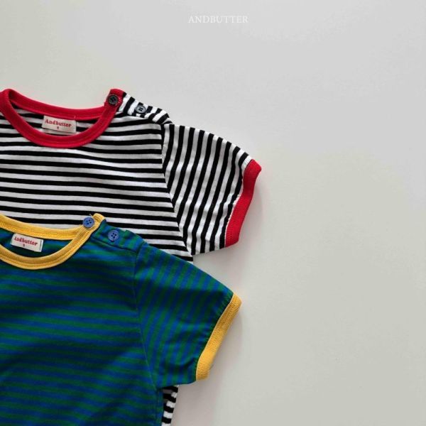 跳色滾邊肩扣條紋短袖上衣 韓國童裝,男童夏裝,中性童裝,童裝推薦,2026夏季童裝,男童穿搭,韓系童裝,中性穿搭,韓國代購