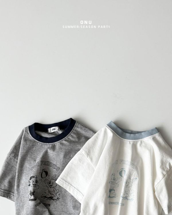 熊與兔好朋友短袖上衣 韓國童裝,男童夏裝,中性童裝,童裝推薦,2026夏季童裝,男童穿搭,韓系童裝,中性穿搭,韓國代購