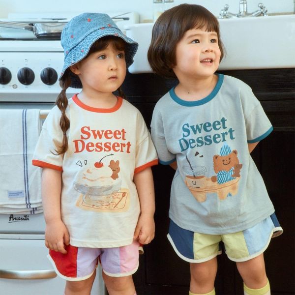 午茶時光短袖上衣 韓國童裝,男童夏裝,中性童裝,童裝推薦,2026夏季童裝,男童穿搭,韓系童裝,中性穿搭,韓國代購