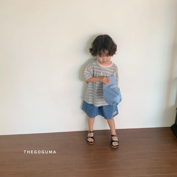 跳色百搭條紋短袖上衣 韓國童裝,質感童裝,童裝推薦,韓系風格,男女童裝,韓風穿搭,韓國代購,韓國空運,親子穿搭