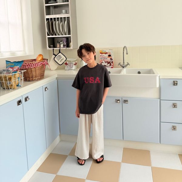 小標籤亞麻寬長褲 韓國童裝,質感童裝,童裝推薦,韓系風格,男女童裝,韓風穿搭,韓國代購,韓國空運,童裝長褲