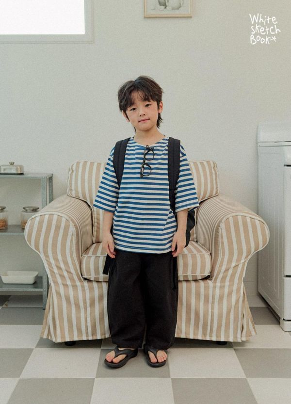 船領條紋七分短袖上衣 韓國童裝,男童夏裝,中性童裝,童裝推薦,2026夏季童裝,男童穿搭,韓系童裝,中性穿搭,韓國代購