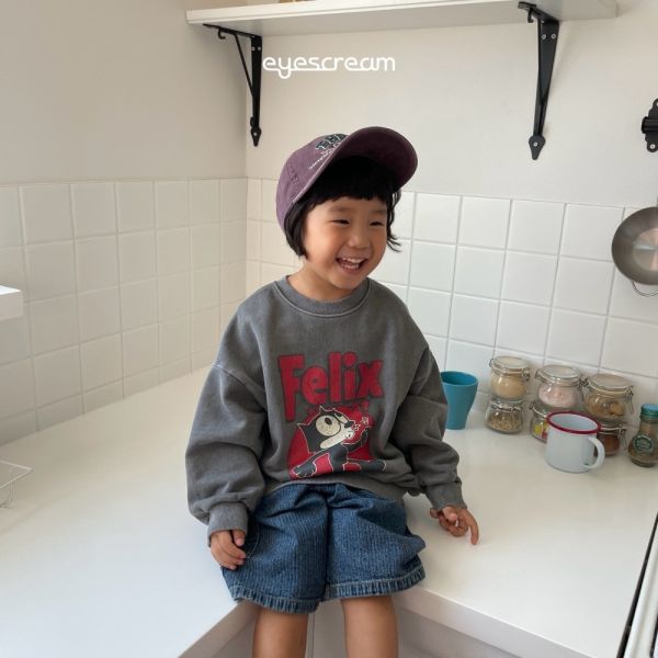 搞笑菲力貓長袖上衣-親子款 韓國童裝,男童秋裝,中性童裝,韓系童裝推薦,2025秋季童裝,韓國男童新款,中性風男童穿搭,秋季男童服飾推薦,小男友穿搭
