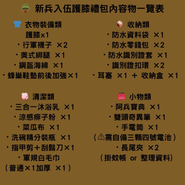 新兵入伍大禮包護膝版本 