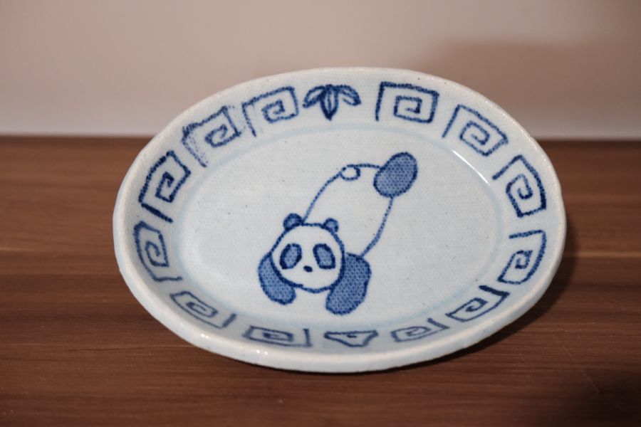 滿月窯-熊貓陶盤 