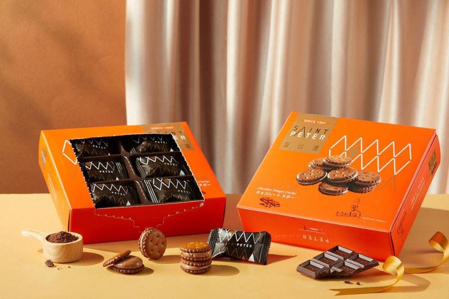 巧克力牛軋餅 (18入) 台灣特色伴手禮,韓國人最愛的台灣零食,不黏牙牛軋糖,巧克力甜點,聖比德牛軋餅,甜味零食,海外下單台灣甜點,韓國熱銷零食,送禮必買點心,人氣台灣餅乾,獨立包裝牛軋餅