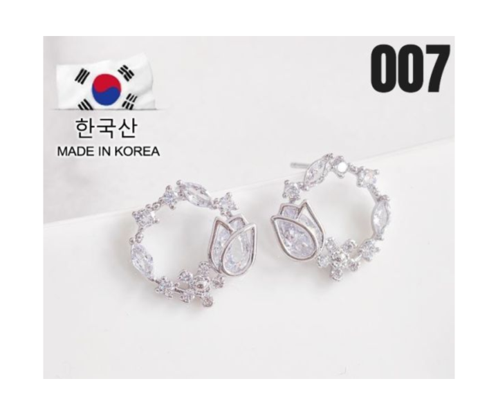 【15p】925銀針滿鑽花耳環-銀 1對 