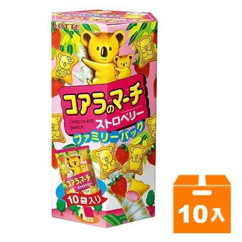 【LOTTE 樂天】小熊餅乾 家庭號草莓風味(19.5克/10入/盒) 