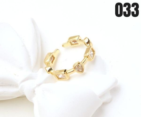 【15p】水滴方鑽交錯戒指 1入 