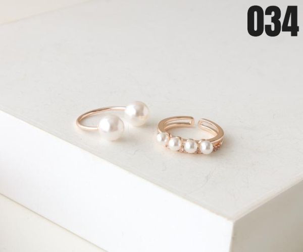 【15p】玫瑰珍珠戒指 2入/組 