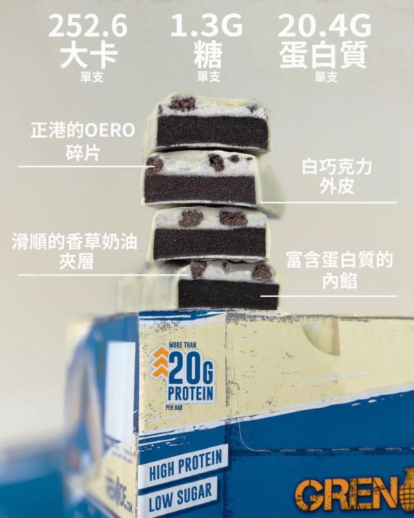 【Grenade】牛奶蛋白棒-白色OREO(60g/條) 