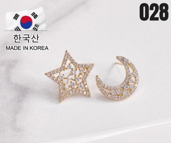 【15p】925銀針滿鑽耳環-金 1對 