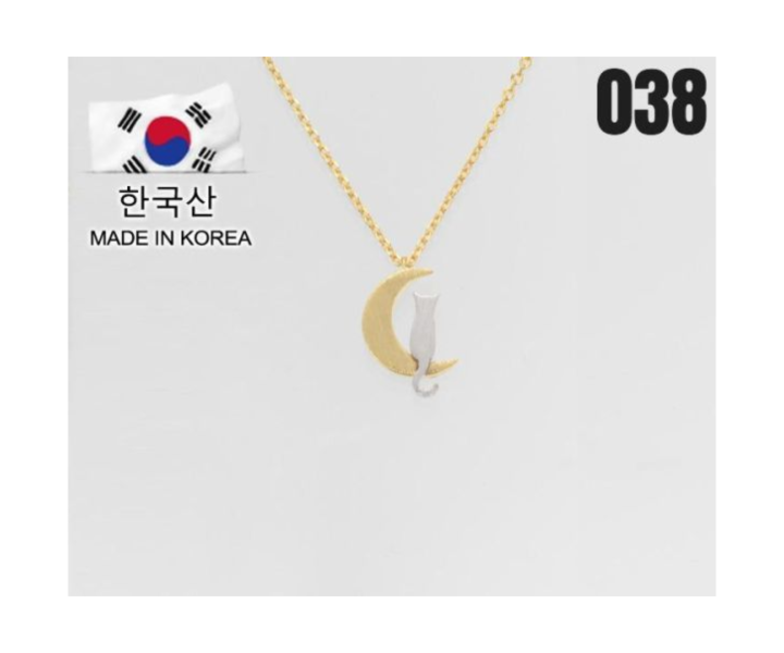 【15p】賞月貓咪黃銅項鍊-金 1入 