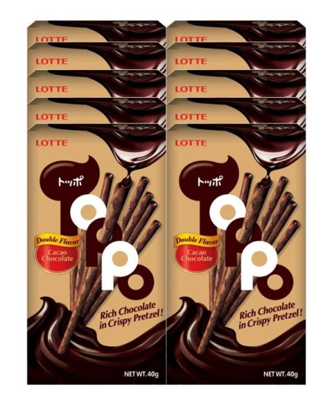 【LOTTE 樂天】Toppo 朱古力夾心條 40g, 10入 