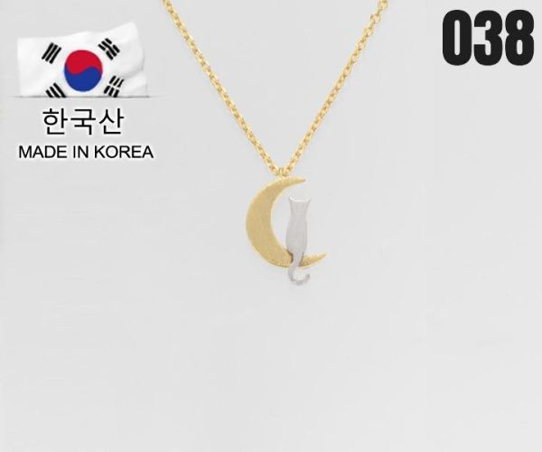 【15p】賞月貓咪黃銅項鍊-金 1入 