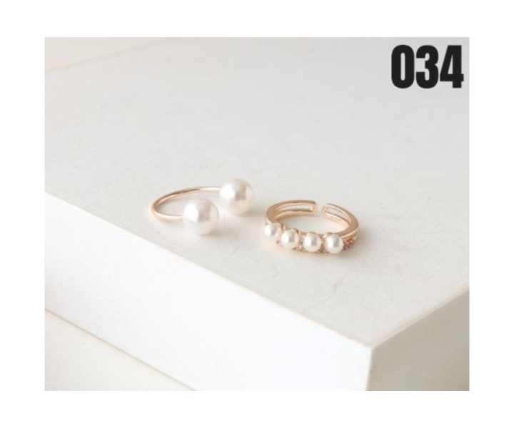 【15p】玫瑰珍珠戒指 2入/組 