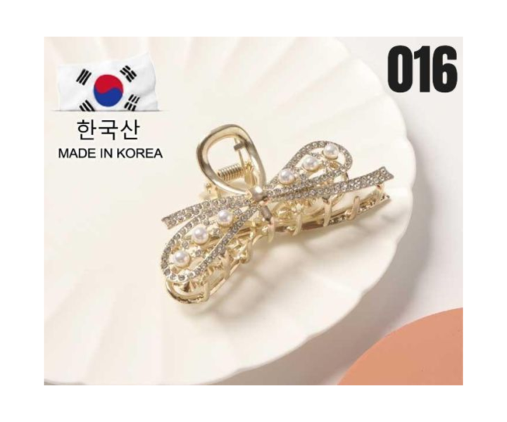 【15p】珍珠蝶結金屬抓夾 1入 