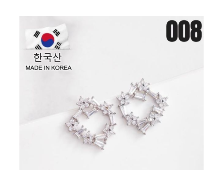 【15p】925銀針滿鑽耳環-銀 1對 