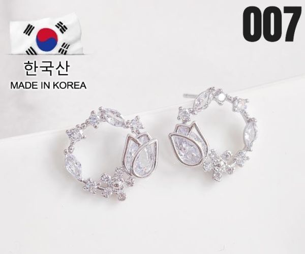 【15p】925銀針滿鑽花耳環-銀 1對 