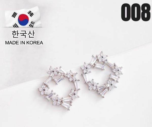 【15p】925銀針滿鑽耳環-銀 1對 