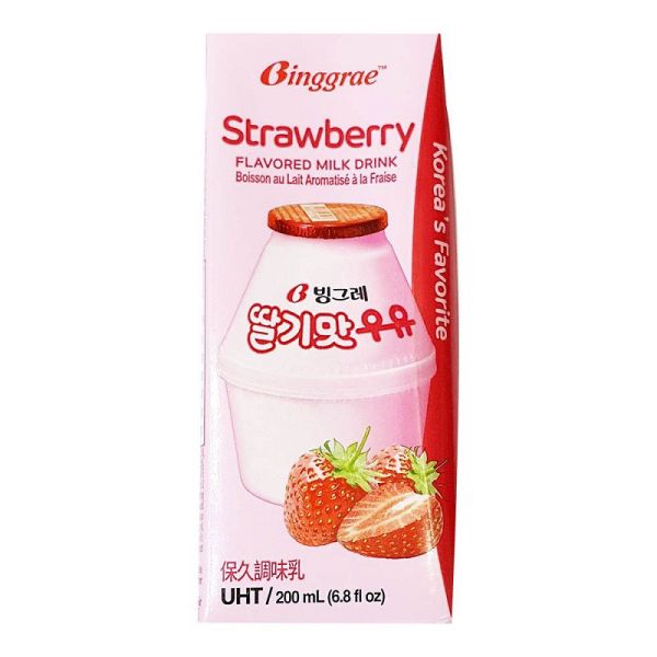 Binggrae 草莓牛奶(保久調味乳)200ml/瓶 