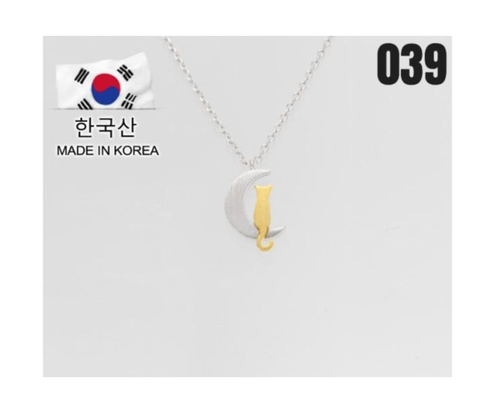 【15p】賞月貓咪項鍊-銀 1入 