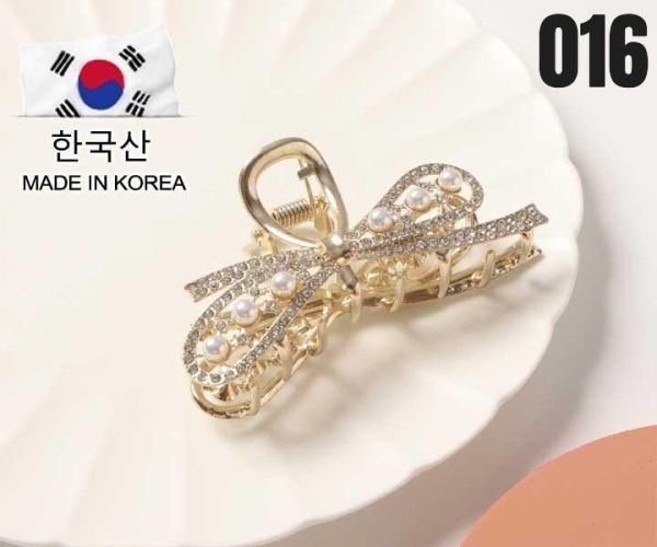 【15p】珍珠蝶結金屬抓夾 1入 