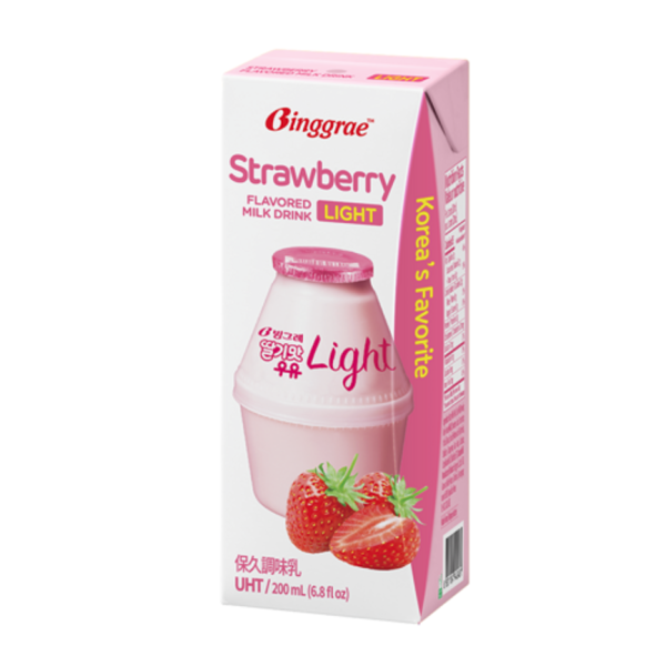 Binggrae light 草莓風味牛奶 200ml/瓶 