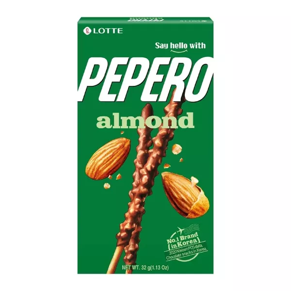【LOTTE 樂天】Pepero 杏仁綠巧克力棒(32g/盒) 