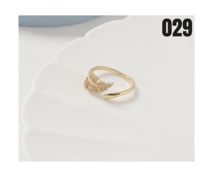 【15p】鑲鑽金葉戒指 1入 