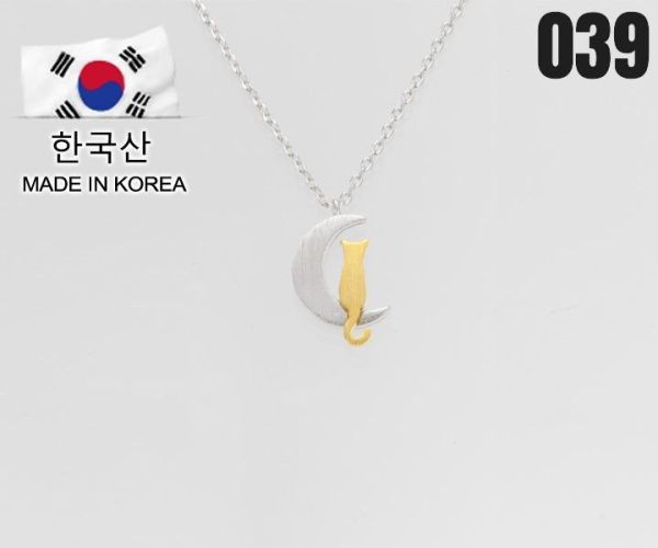 【15p】賞月貓咪項鍊-銀 1入 