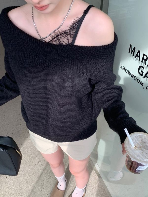 -甜美風-蕾絲斜肩針織衫 斜肩上衣
針織上衣
蕾絲上衣
甜美上衣
約會上衣